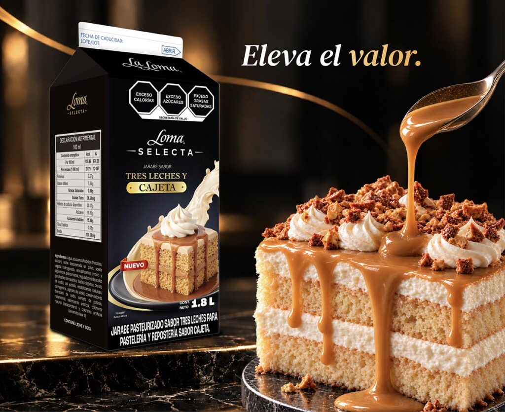 Jarabe tres leches sabor cajeta La Loma Selecta 1.7L para repostería