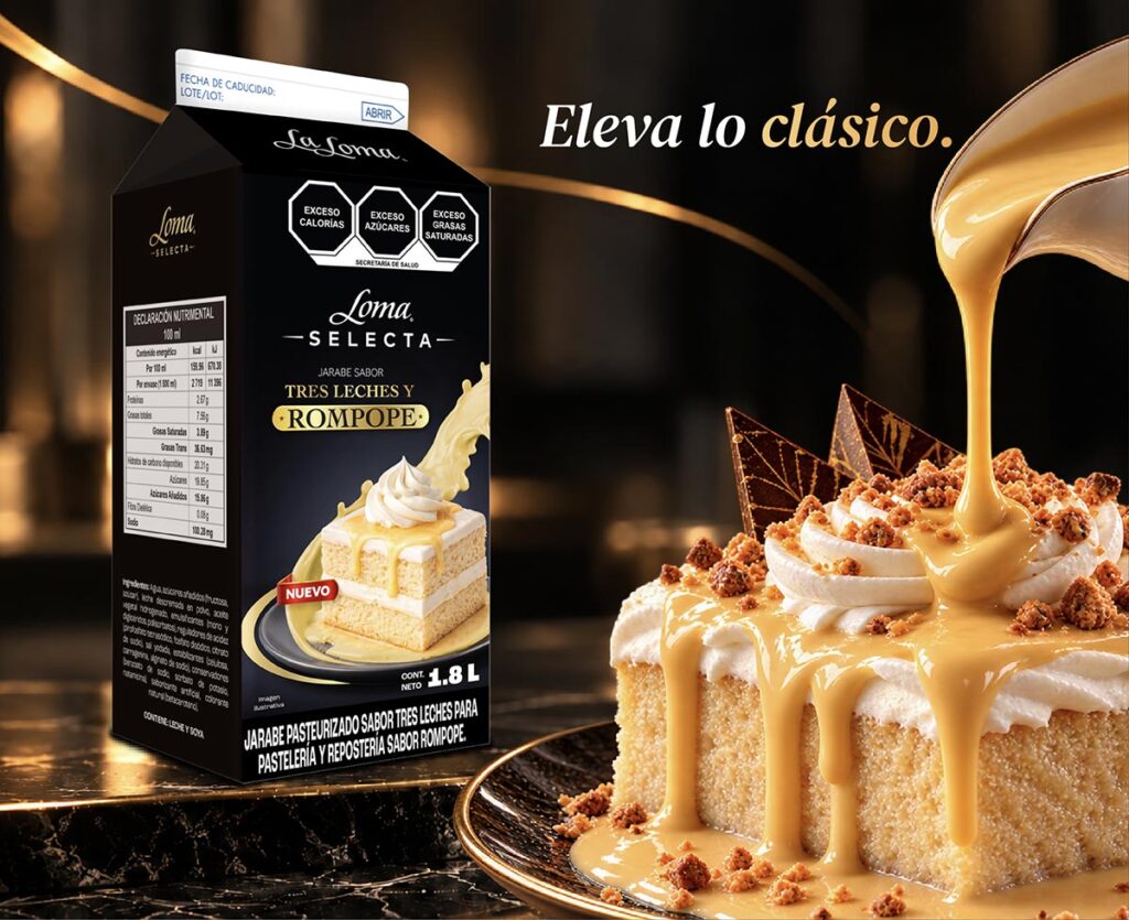 Jarabe tres leches sabor rompope La Loma Selecta 1.7L para repostería
